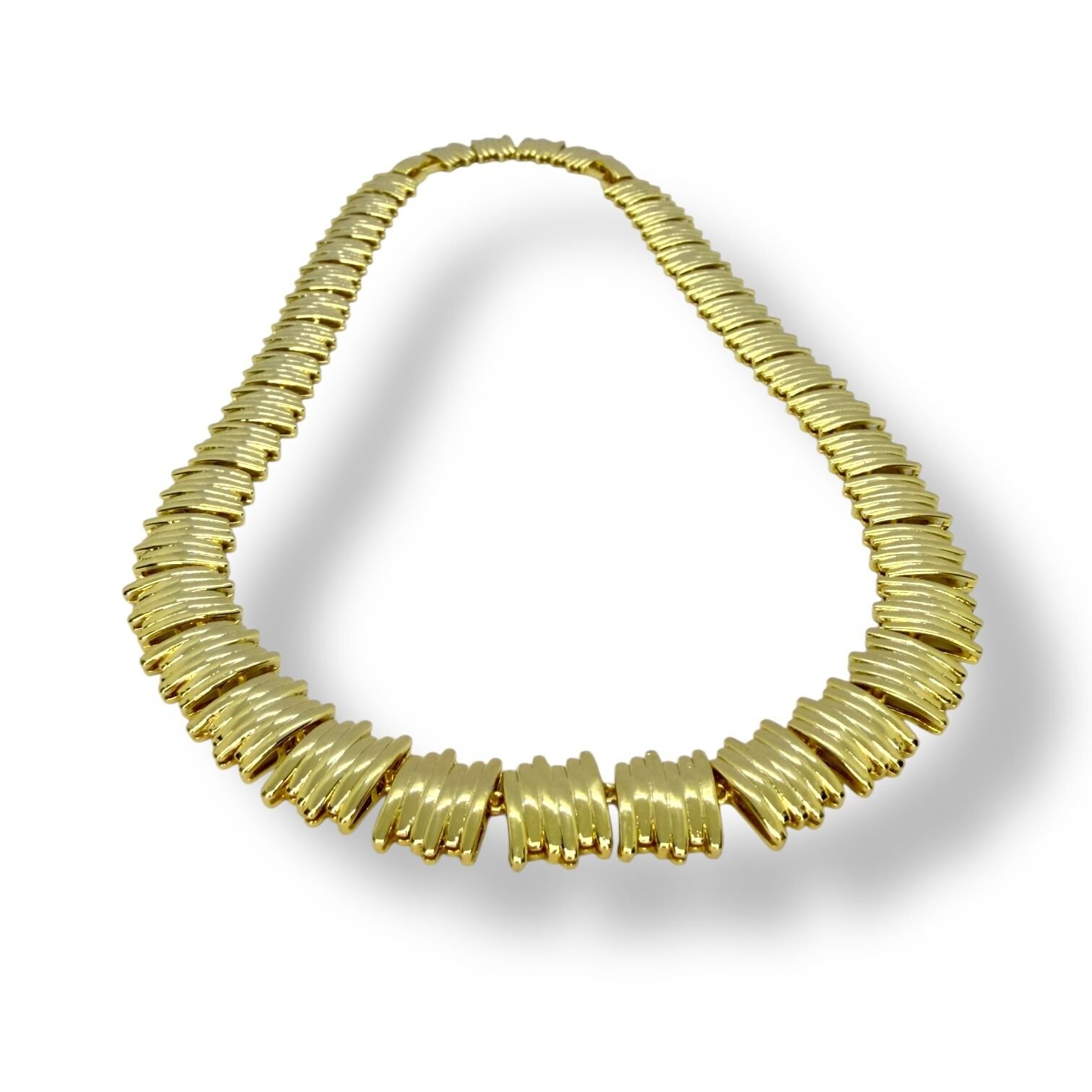 Lüks Gold Plaka Kesimli Kalın Zincir Kolye