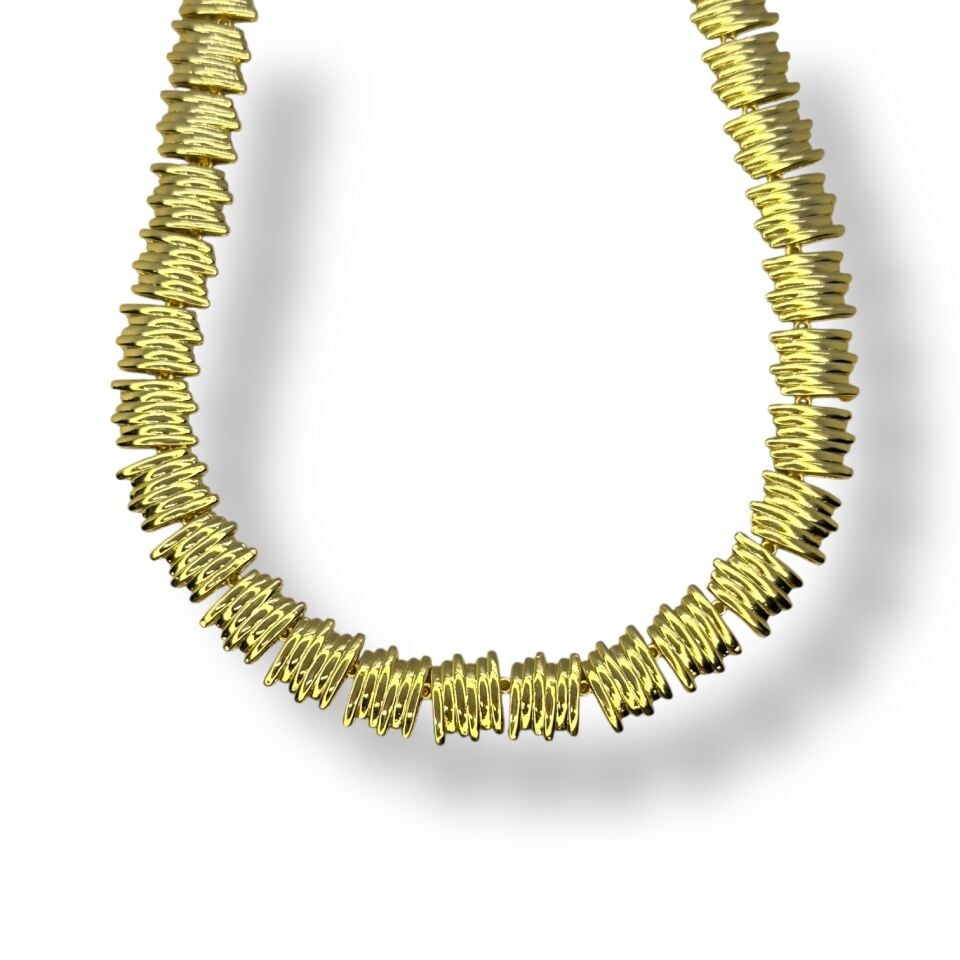 Lüks Gold Plaka Kesimli Kalın Zincir Kolye