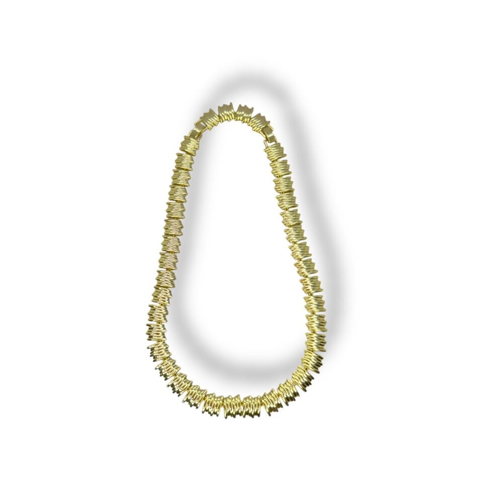 Lüks Gold Plaka Kesimli Kalın Zincir Kolye