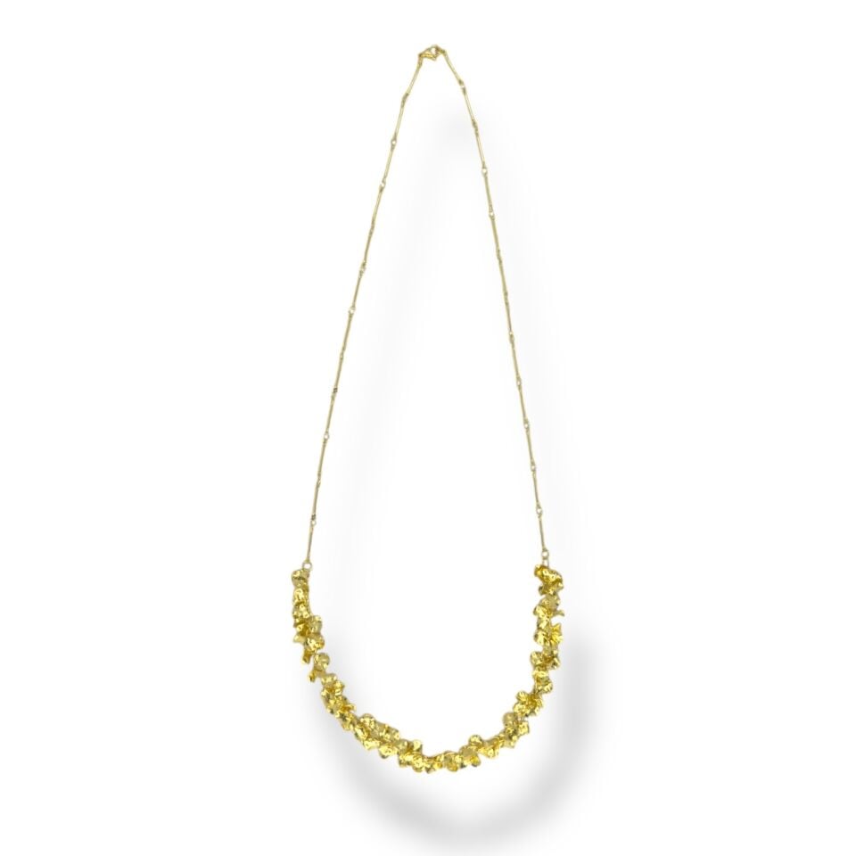 Kümelenmiş Gold Pul Detaylı Gerdanlık Kolye