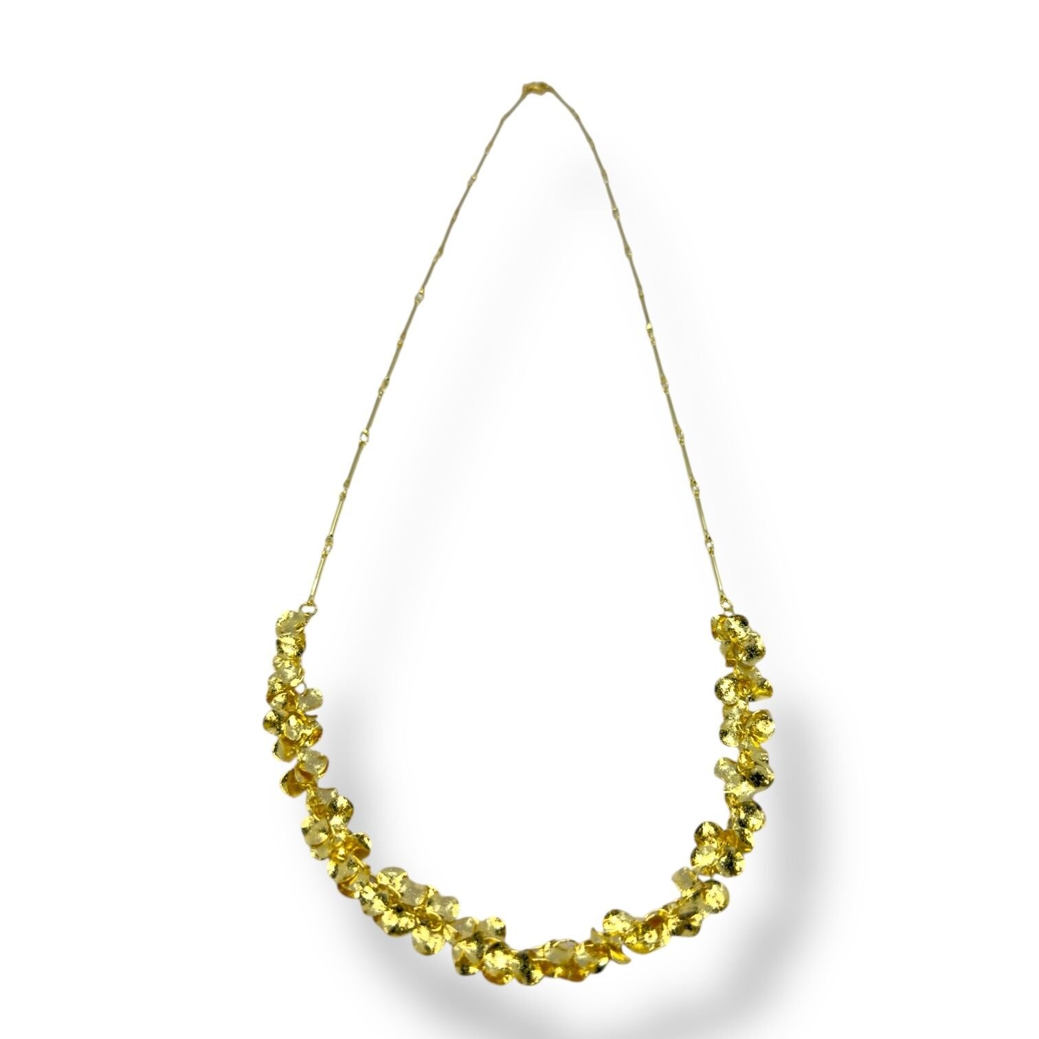 Kümelenmiş Gold Pul Detaylı Gerdanlık Kolye