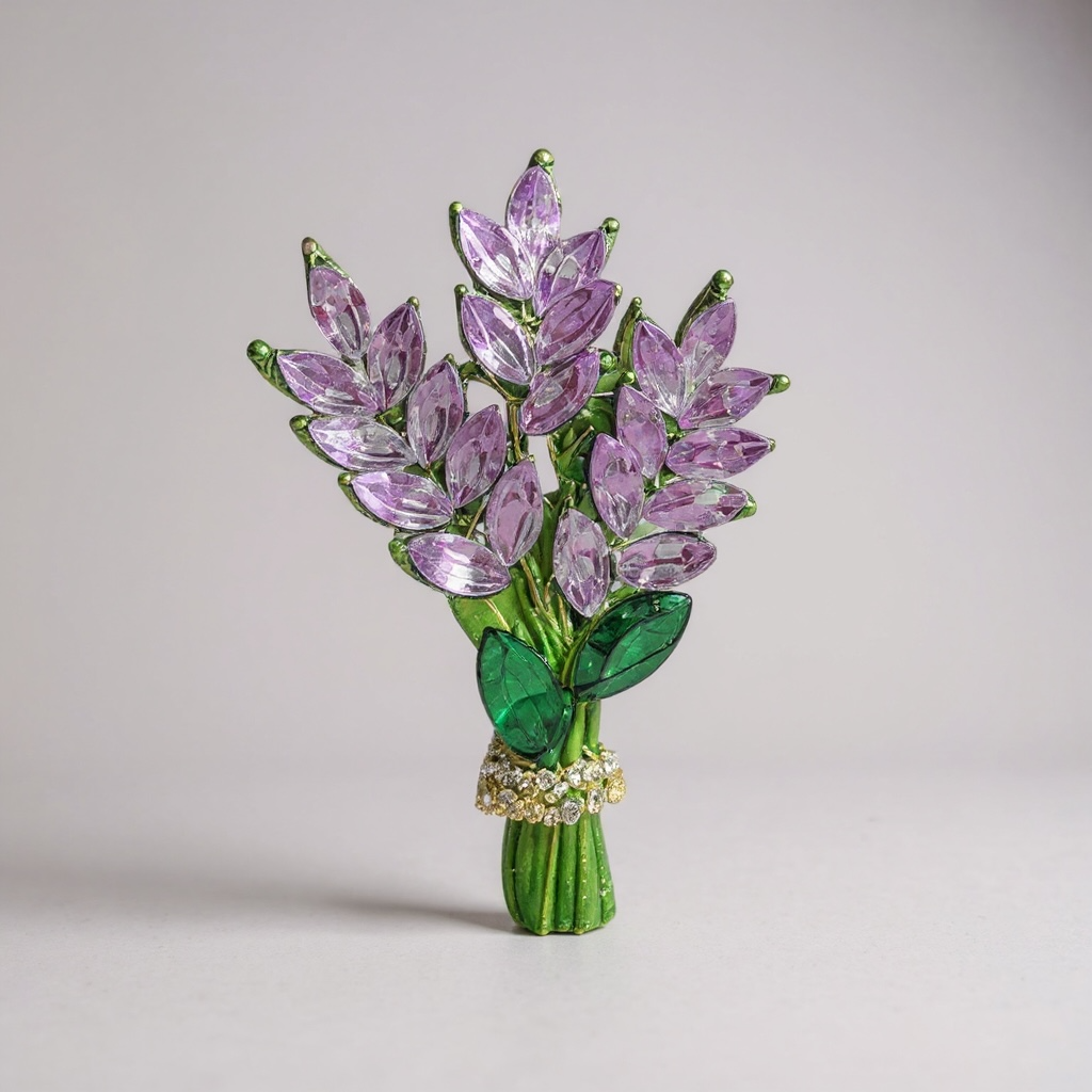 Taşlı Mor Sümbül Broş