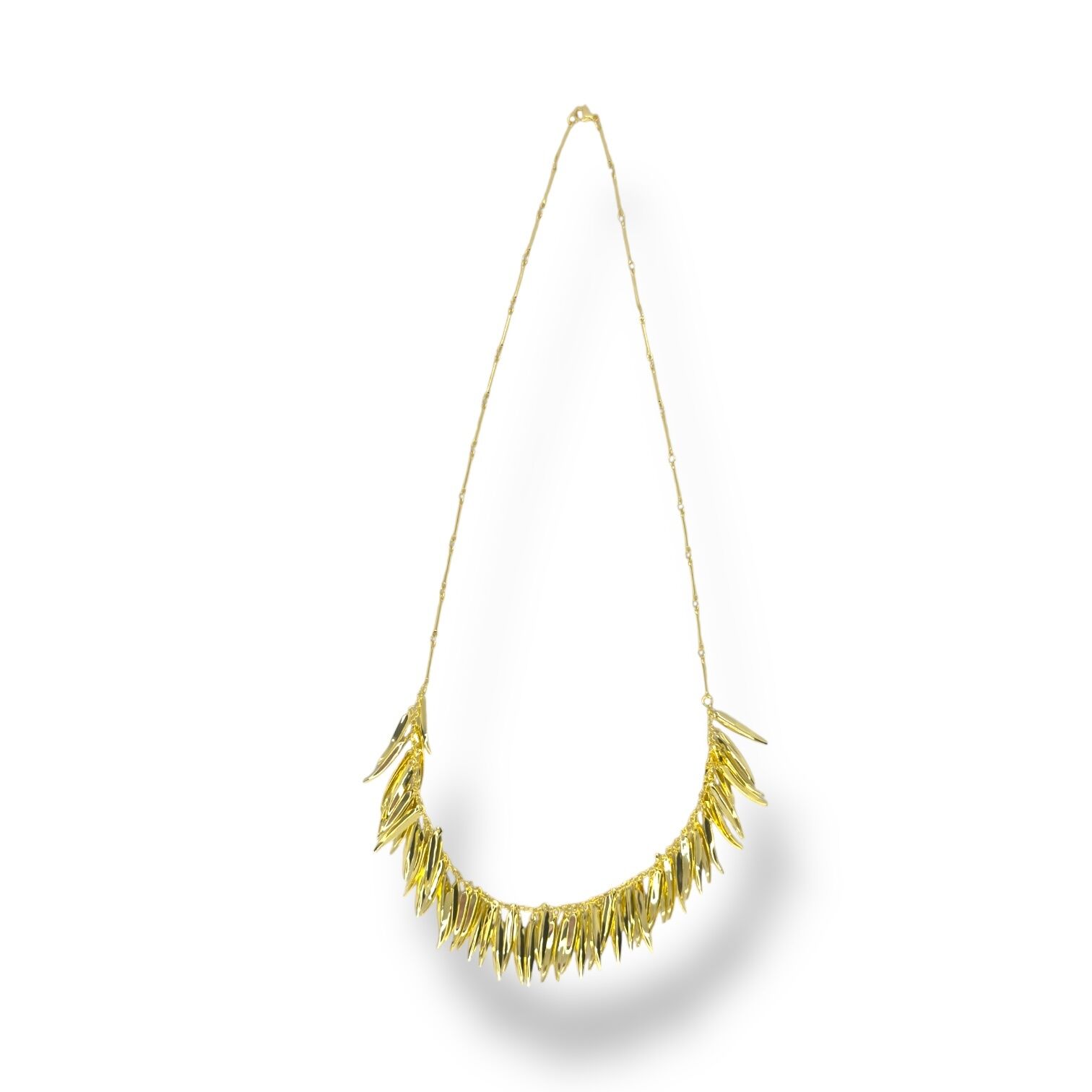 Parlak Gold Yaprak Detaylı Kolye