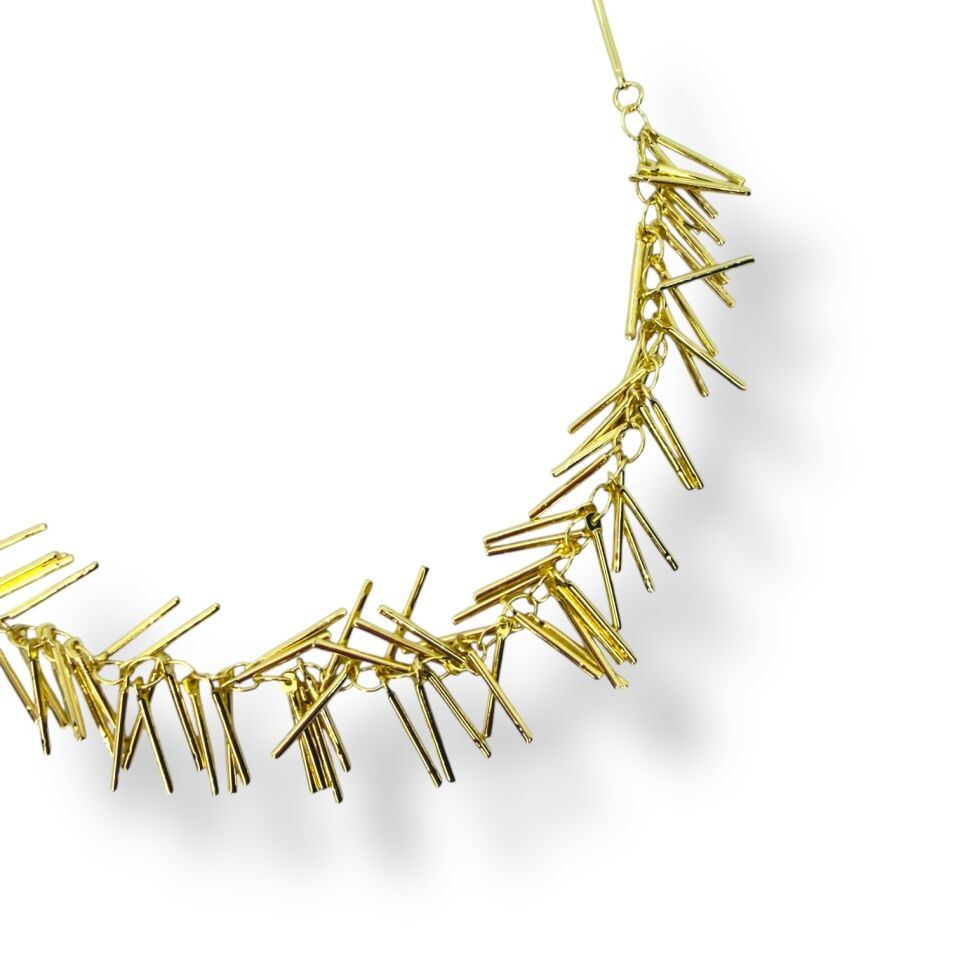 Modern Işıltılı Saçaklı Gold Püsküllü Zincir Kolye