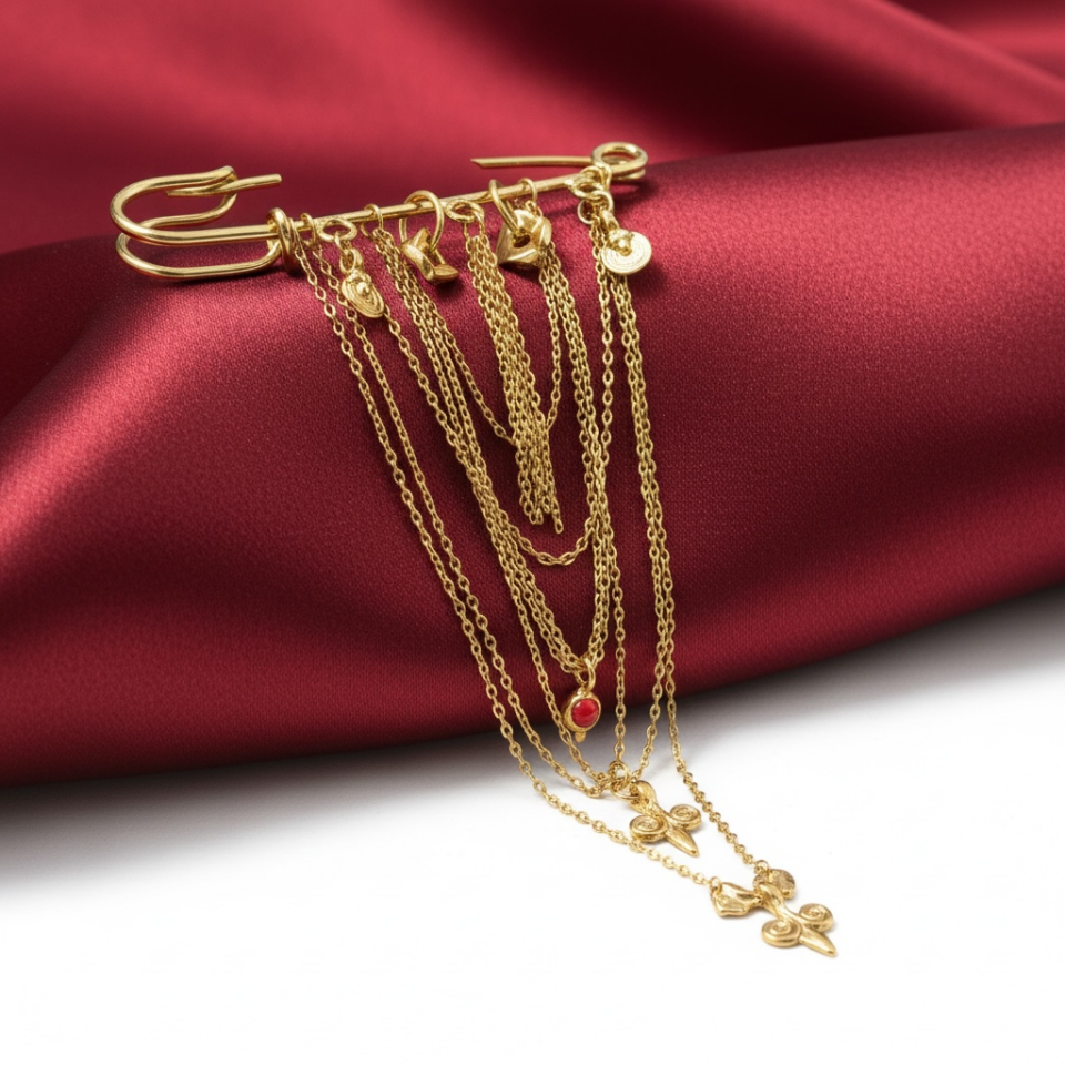 Lumiere No. 01: Antik Esintili Zincir Detaylı Broş