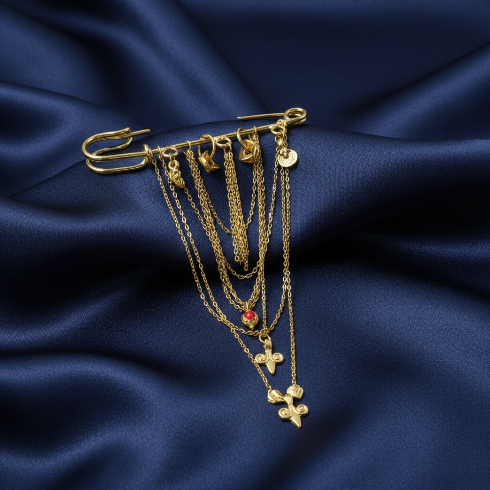 Lumiere No. 01: Antik Esintili Zincir Detaylı Broş