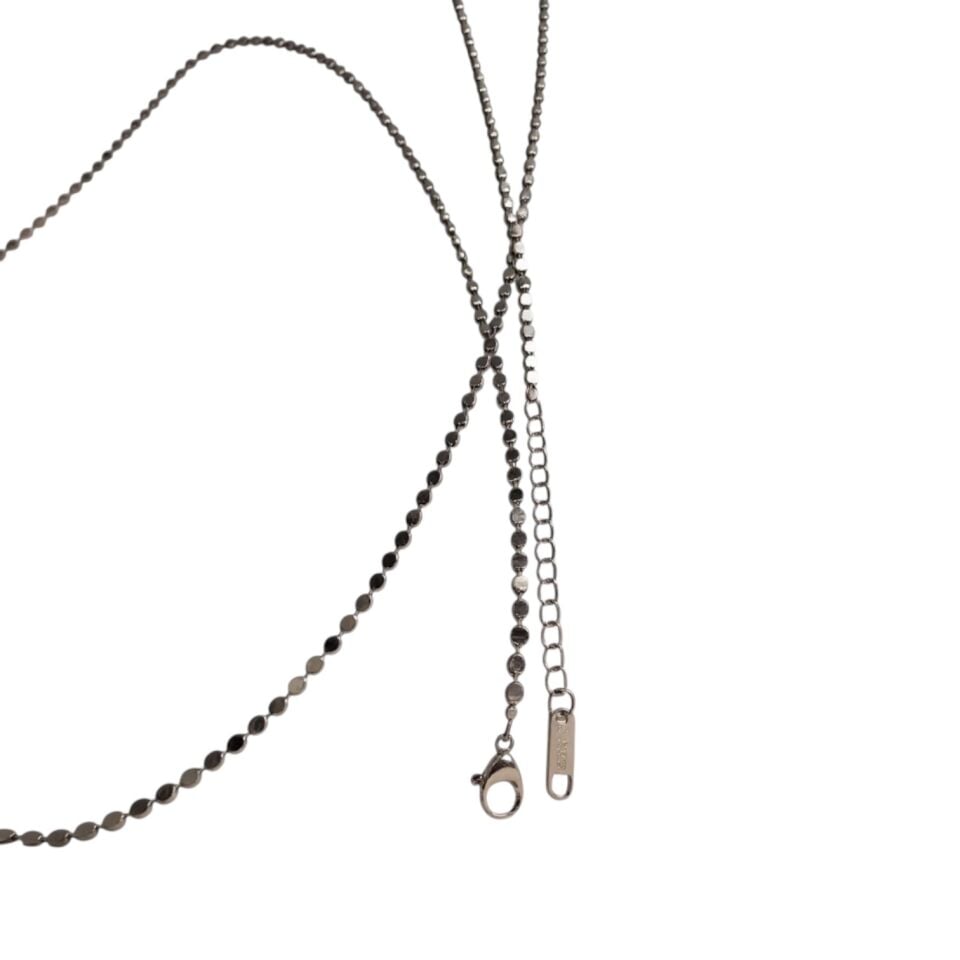 Yuvarlak Pul Dizilişi Narin Zincir Kolye SILVER