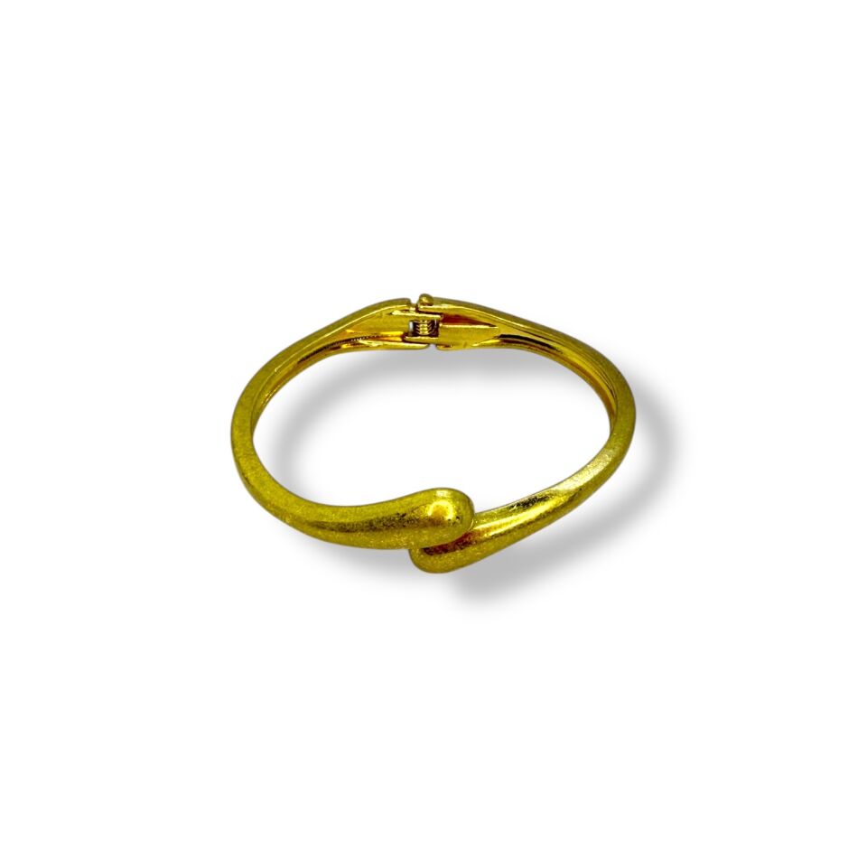 Zarif Damla Uçlu Mat & Parlak Altın Rengi Kelepçe Bilezik - Modern Minimalist Stil