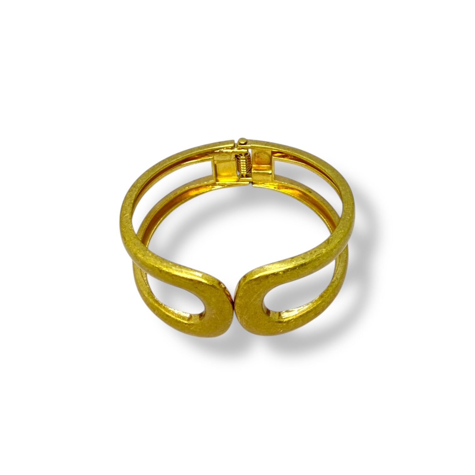 Çift Sıralı Kum Efektli Gold Açılır Kelepçe Bileklik