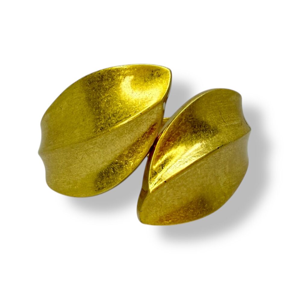 Kalın Kum Efektli Yaprak Formlu Açılır Kelepçe Bilezik