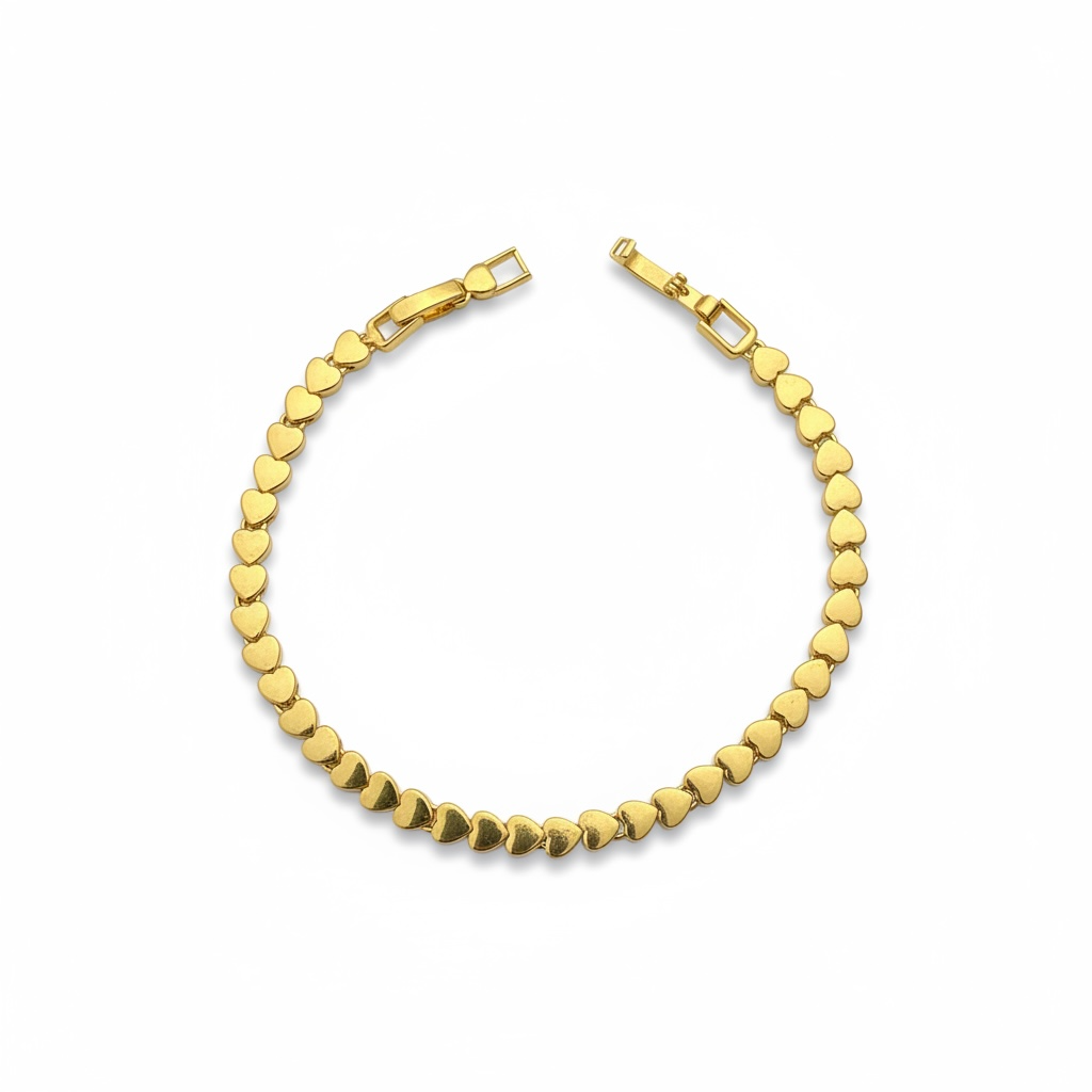 Altın Kaplama Sıralı Kalp Bileklik