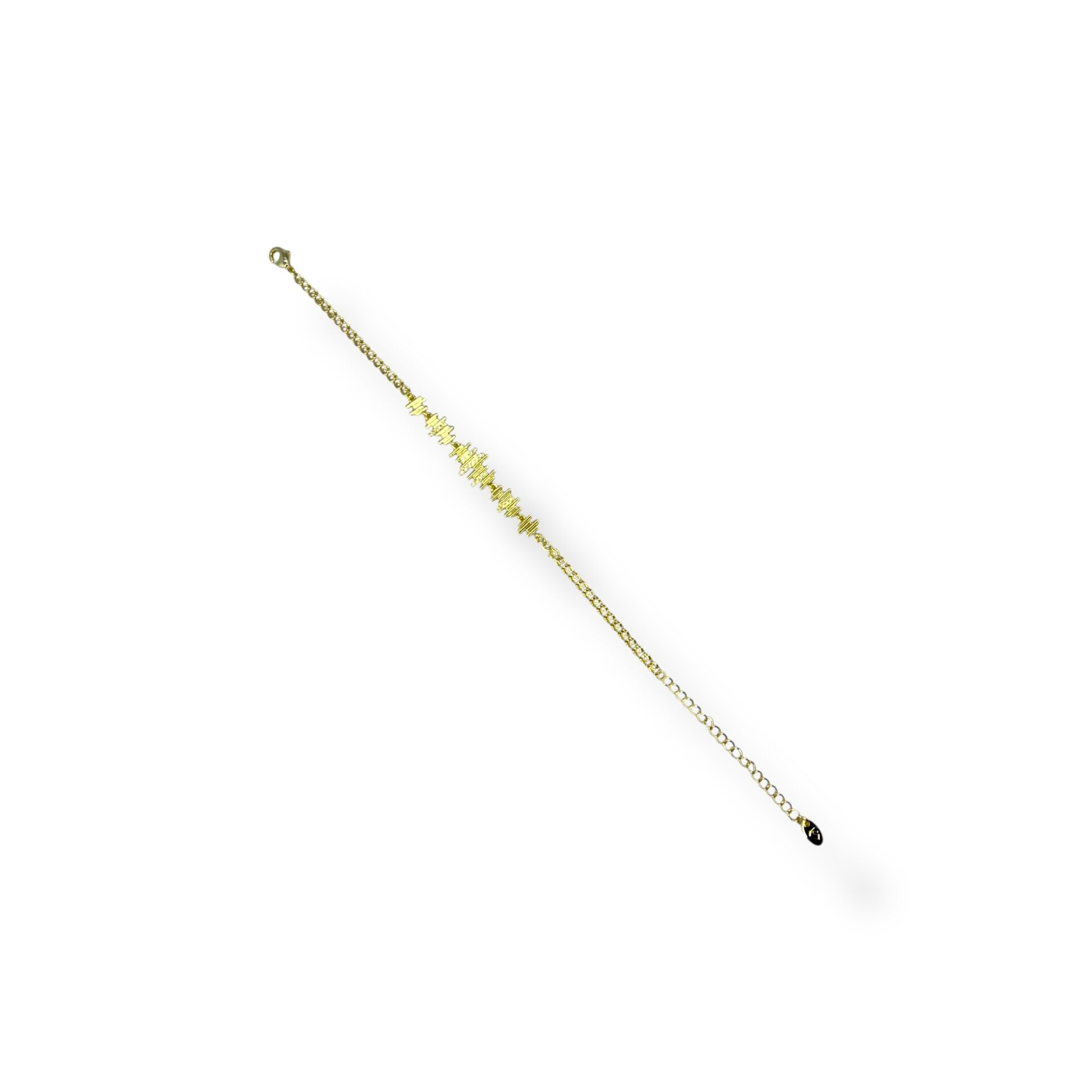 Zirkon Taşlı Nabız/Ritim Çizgisi Detaylı Zincir Bileklik(GOLD)