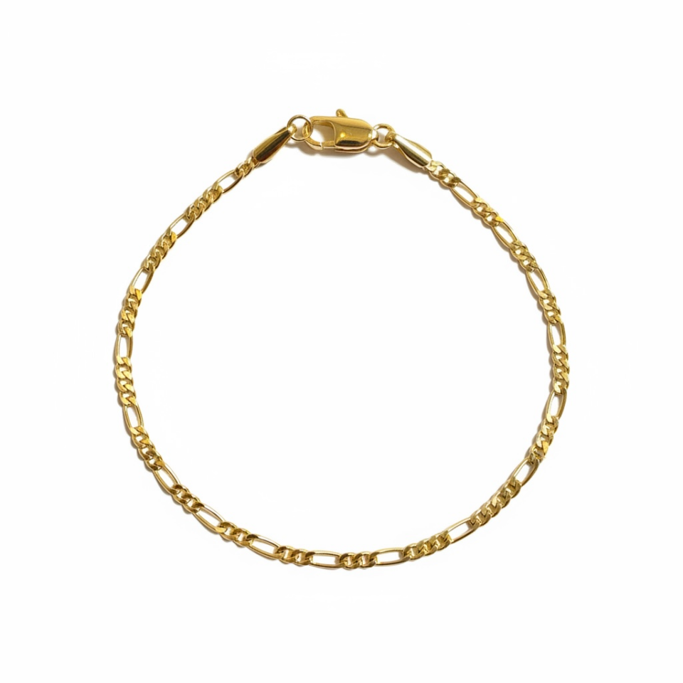 Unisex Altın Kaplama İnce Figaro Zincir Bileklik