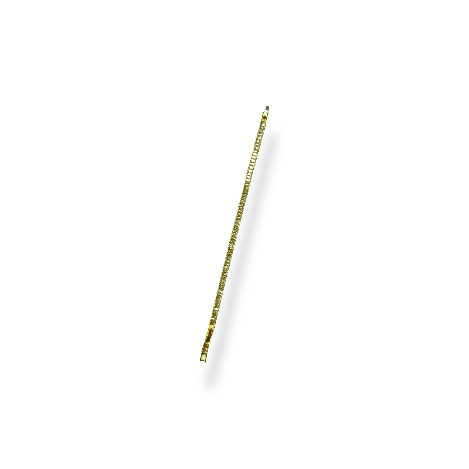 Baget Kesim Zirkon Taşlı Gold Tenis Bilekliği (Su Yolu)