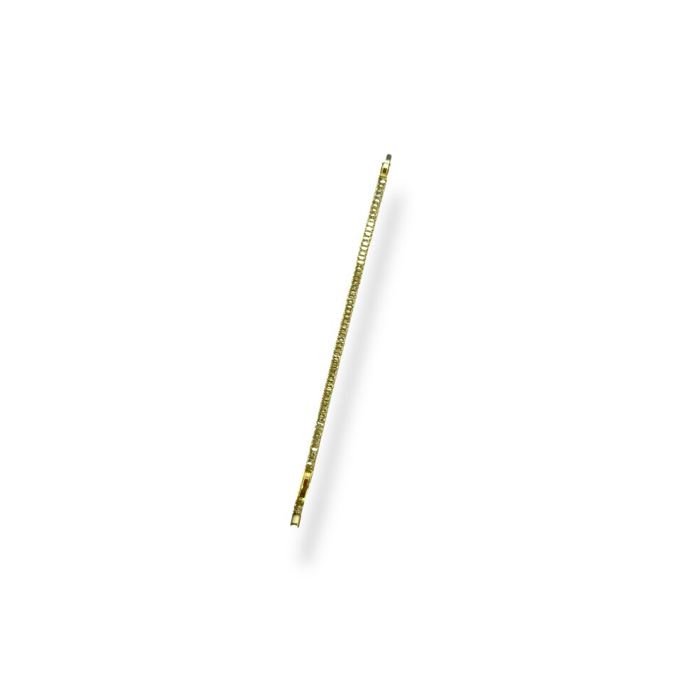 Baget Kesim Zirkon Taşlı Gold Tenis Bilekliği (Su Yolu)