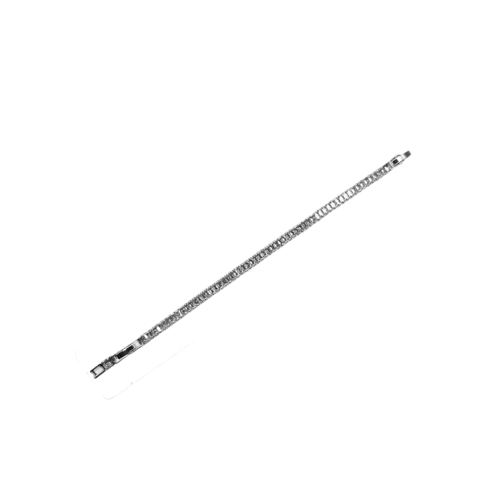Baget Kesim Zirkon Taşlı Silver Tenis Bilekliği (Su Yolu)