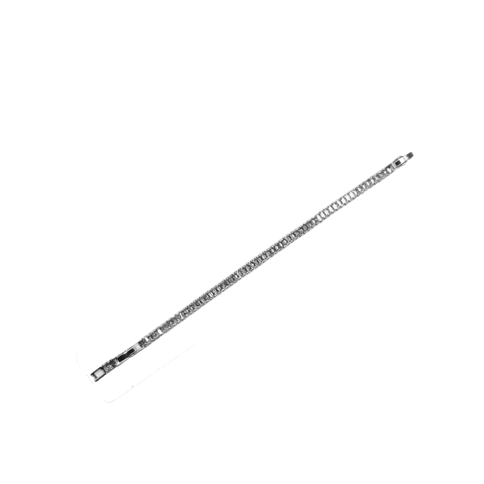 Baget Kesim Zirkon Taşlı Silver Tenis Bilekliği (Su Yolu)