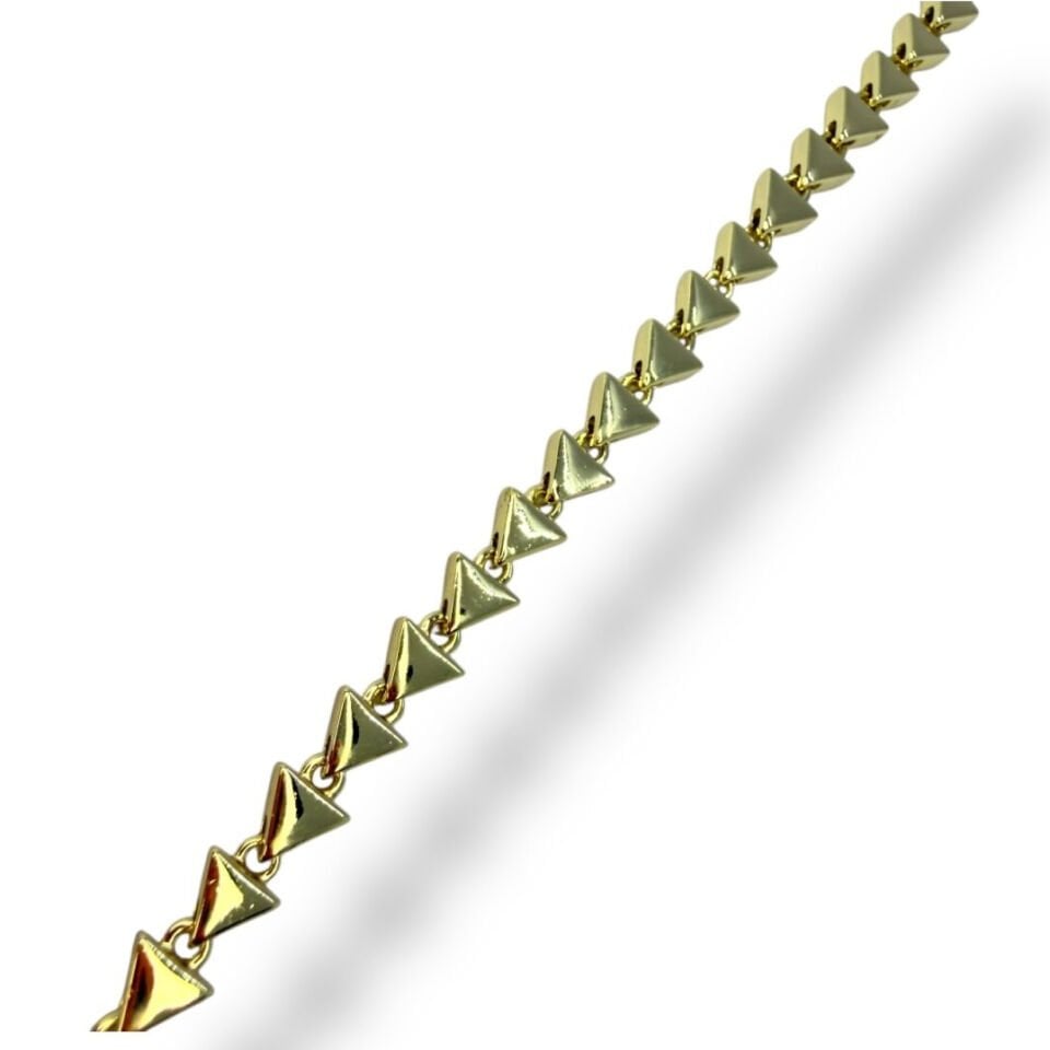Sıra Üçgen Formlu Geometrik Gold Zincir Bileklik