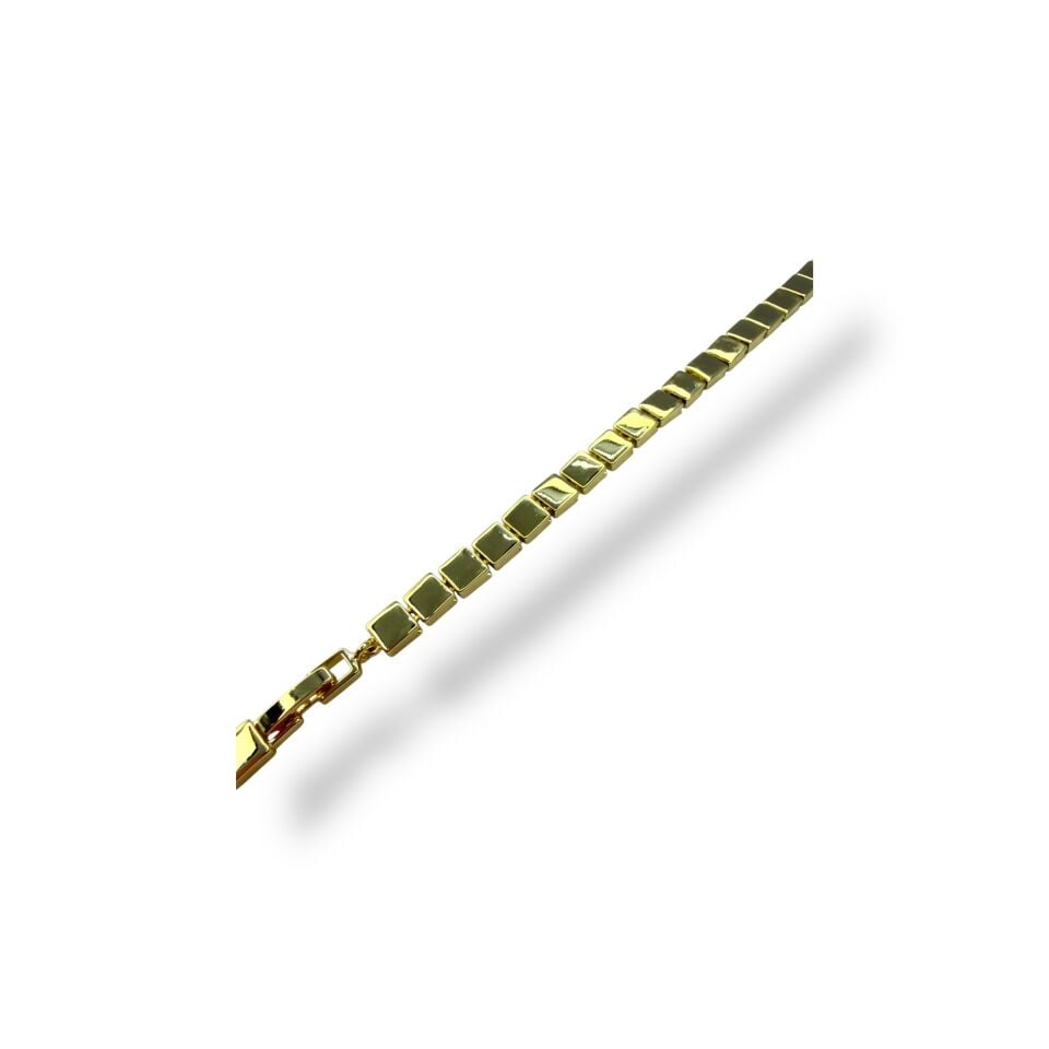 Geometrik Küp (Box) Zincir Minimalist Gold Bileklik