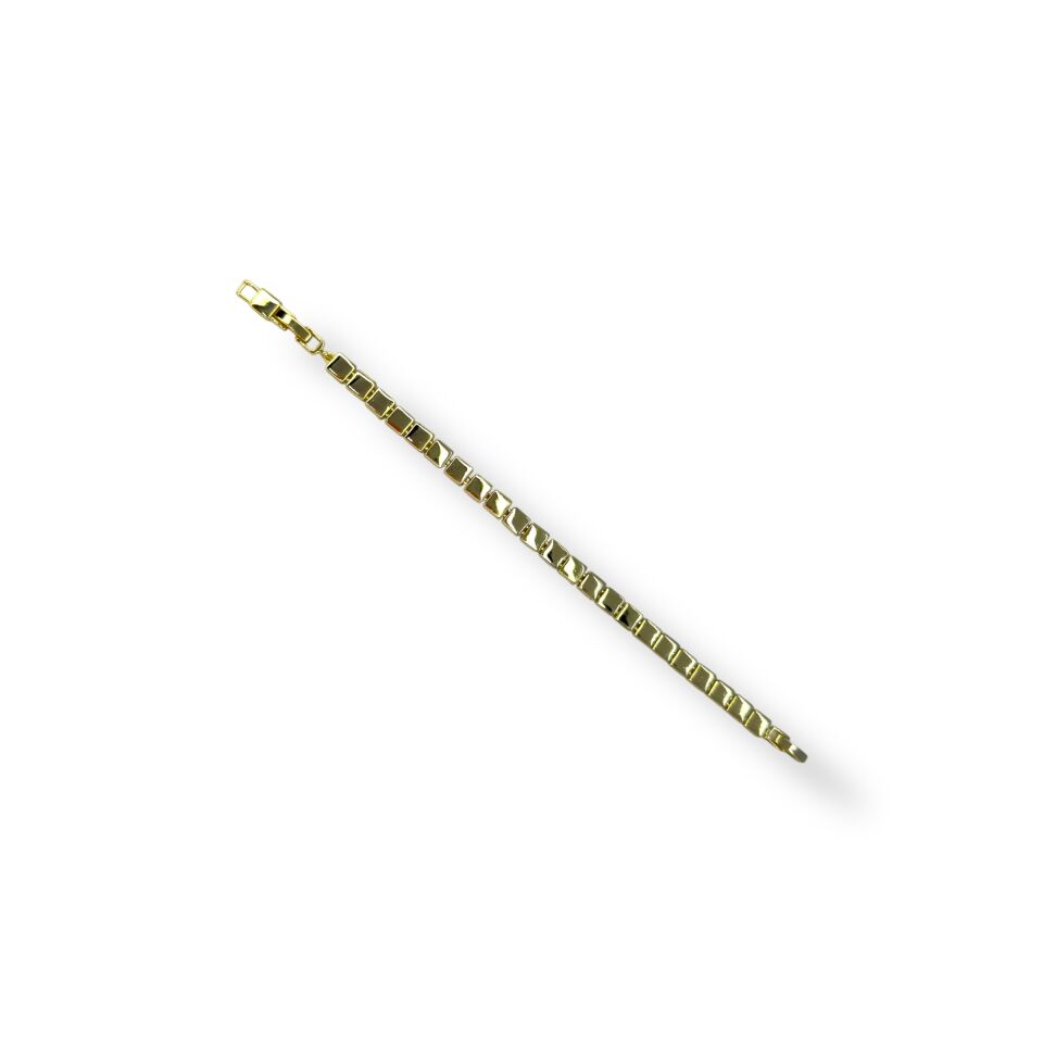 Geometrik Küp (Box) Zincir Minimalist Gold Bileklik