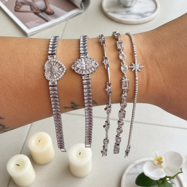 Markiz (Mekik) Figürlü Baget Taşlı Bileklik