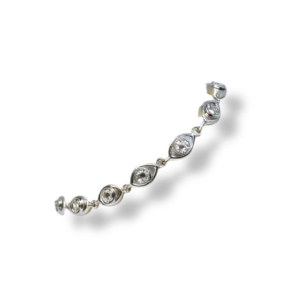 Sıra Markiz Kesim Zirkon Taşlı Gümüş Rengi Zincir Bileklik