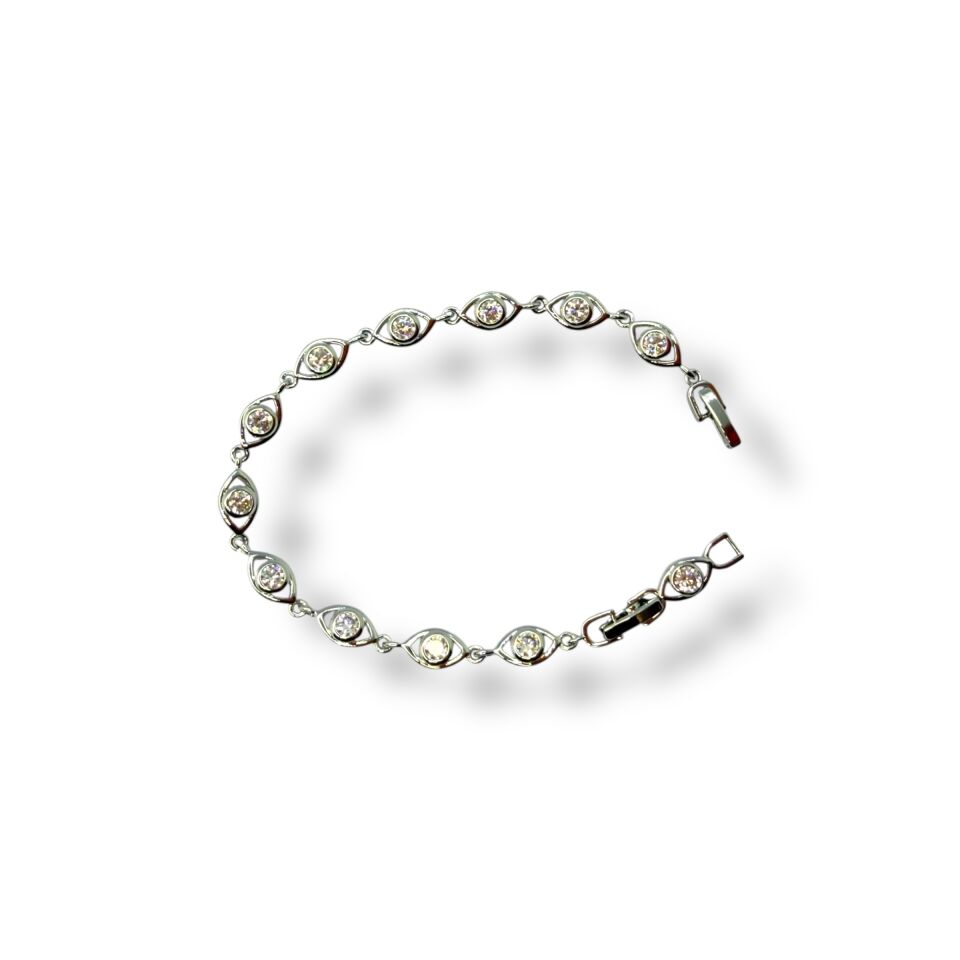 Sıra Markiz Kesim Zirkon Taşlı Gümüş Rengi Zincir Bileklik