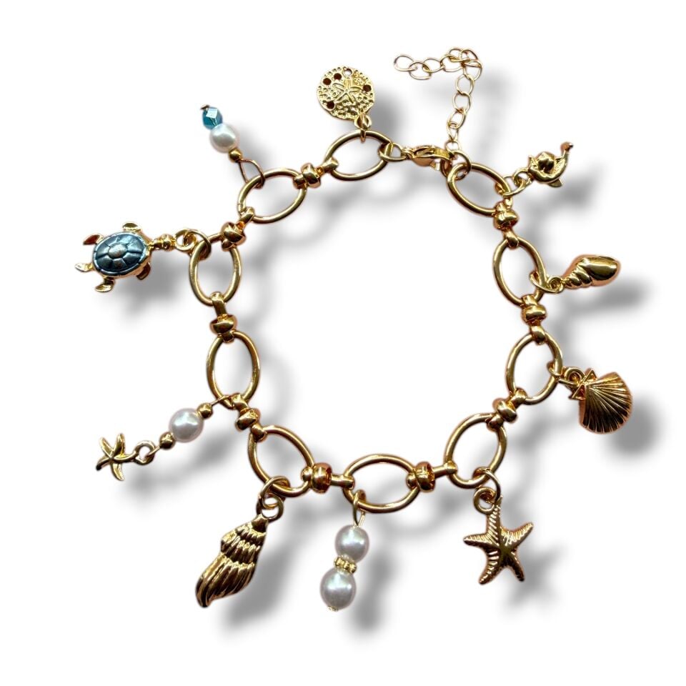 Deniz Temalı Gold Charm Bileklik