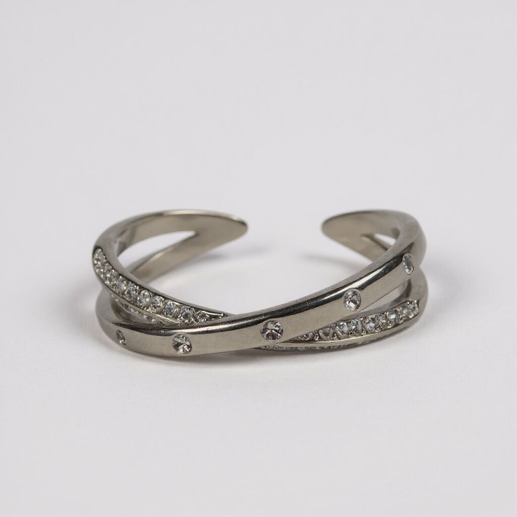 Çapraz X Formlu Zirkon Taşlı Ayarlanabilir Silver Yüzük