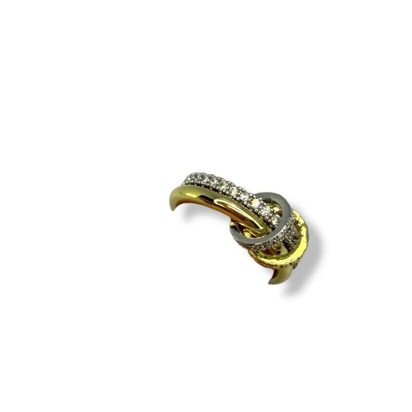 Zirkon Taşlı Sarmal Tasarım Gold Yüzük - Çoklu Görünüm Düğüm Modeli