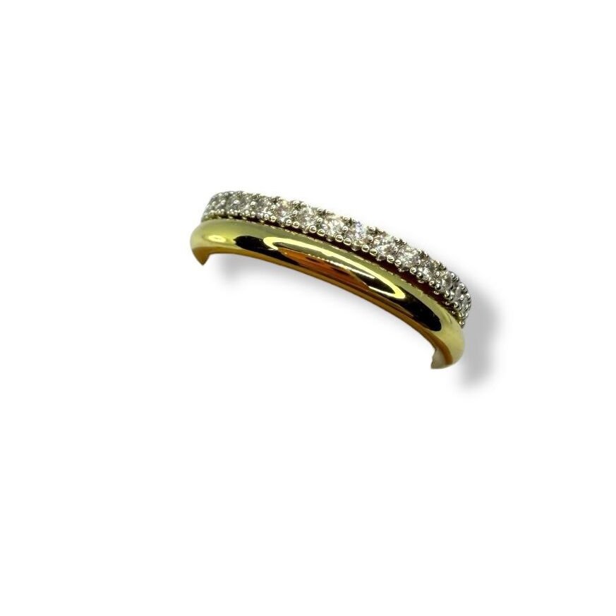 Zirkon Taşlı Sarmal Tasarım Gold Yüzük - Çoklu Görünüm Düğüm Modeli