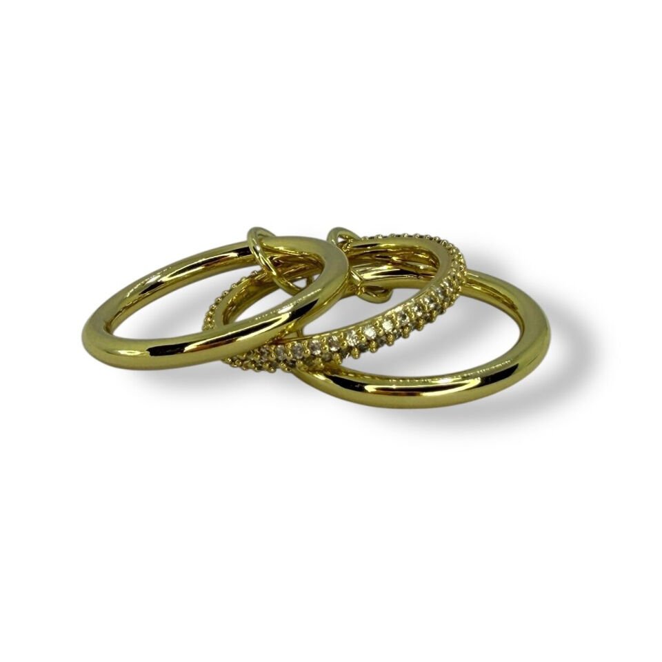 Zirkon Taşlı Sarmal Tasarım Gold Yüzük - Çoklu Görünüm Düğüm Modeli