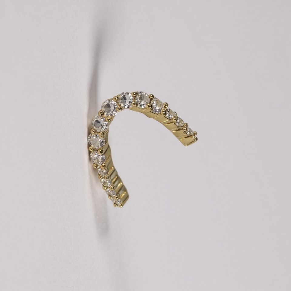 Zirkon Taşlı V Tasarım Minimal Yüzük(GOLD)
