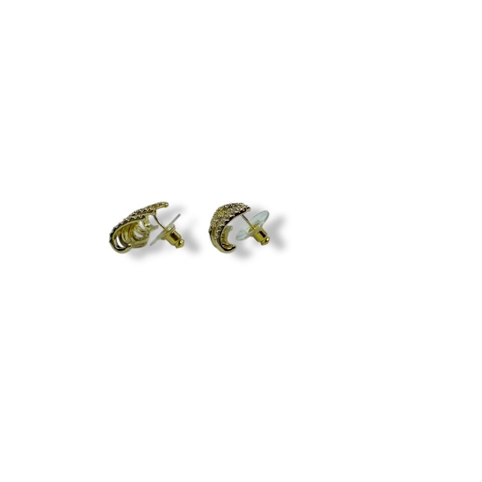 Lüks Uzun Spiral Zirkon Taşlı Gold Manşet Küpe (Ear Crawler) (GOLD)