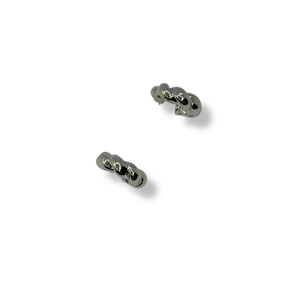 Kalın Bombeli Burgu Form Gümüş Rengi Halka Küpe