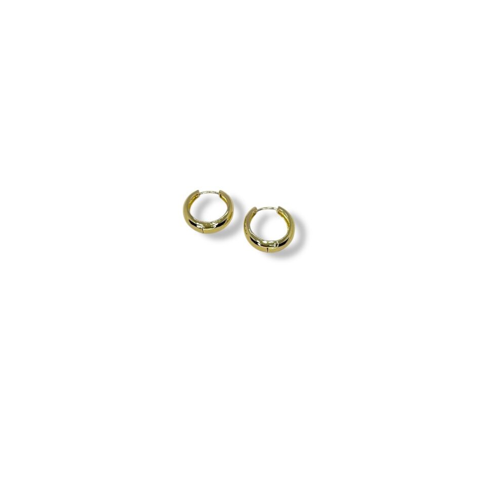 Timeless Gold: Bombeli Kalın Minimal Halka Küpe