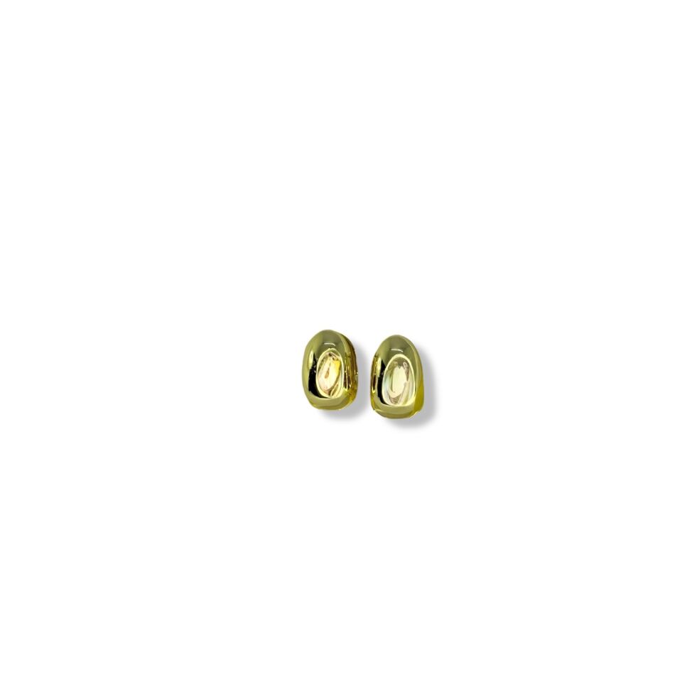 Modern Bombeli Tasarım Kalın Gold Halka Küpe (Liquid Form)