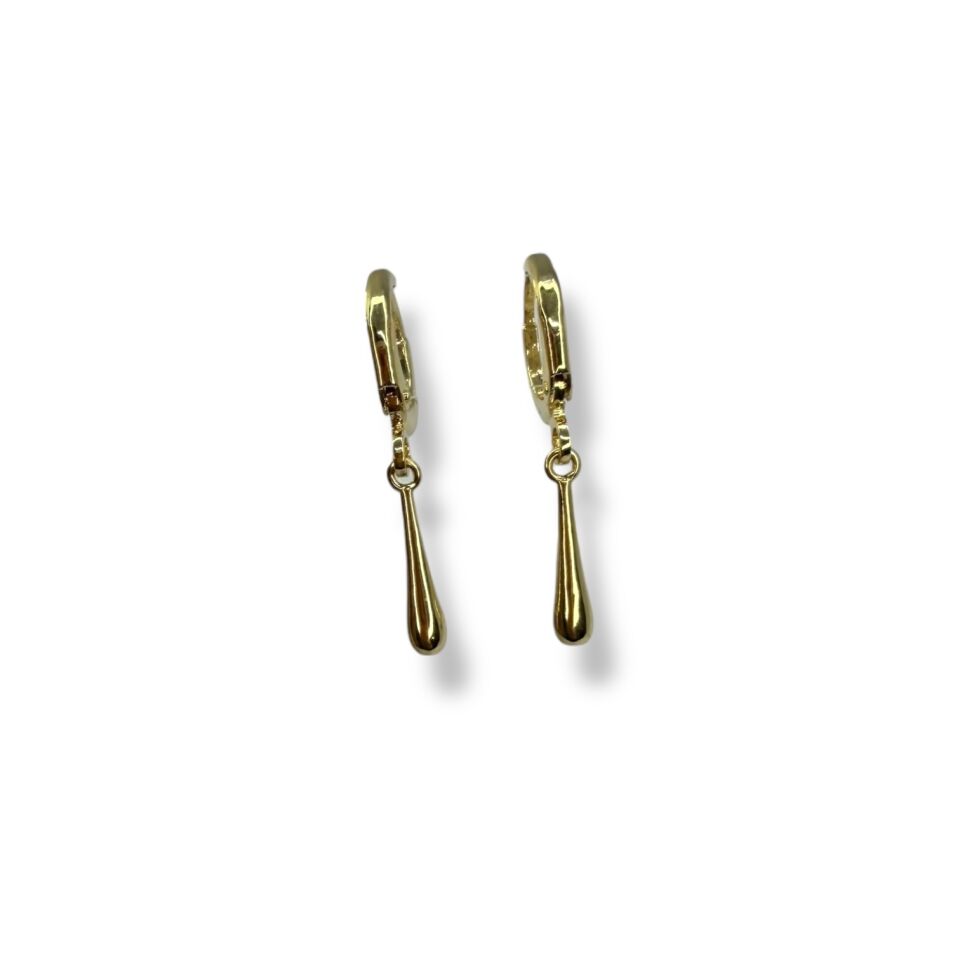 Minimalist Su Damlası Figürlü Gold Sallantılı Halka Küpe