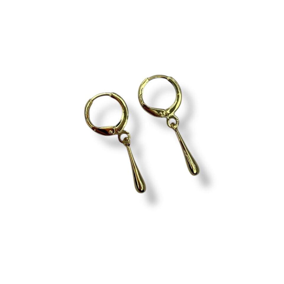Minimalist Su Damlası Figürlü Gold Sallantılı Halka Küpe