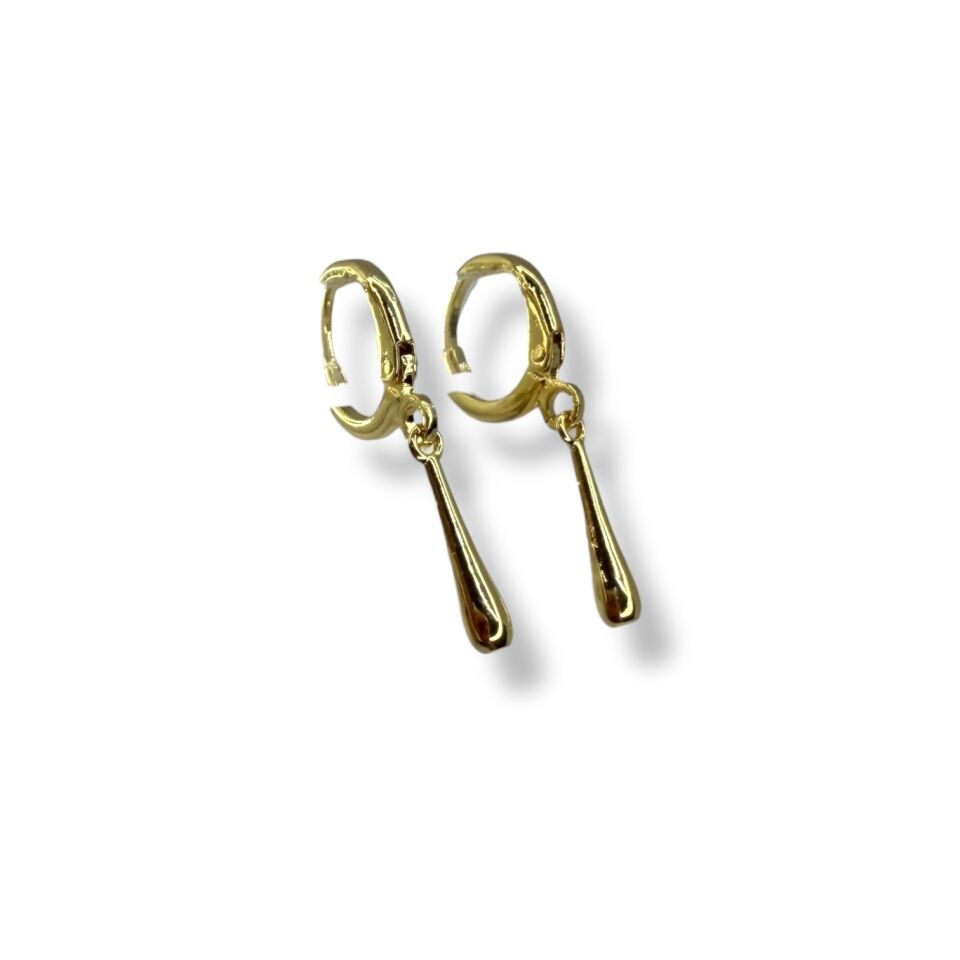 Minimalist Su Damlası Figürlü Gold Sallantılı Halka Küpe
