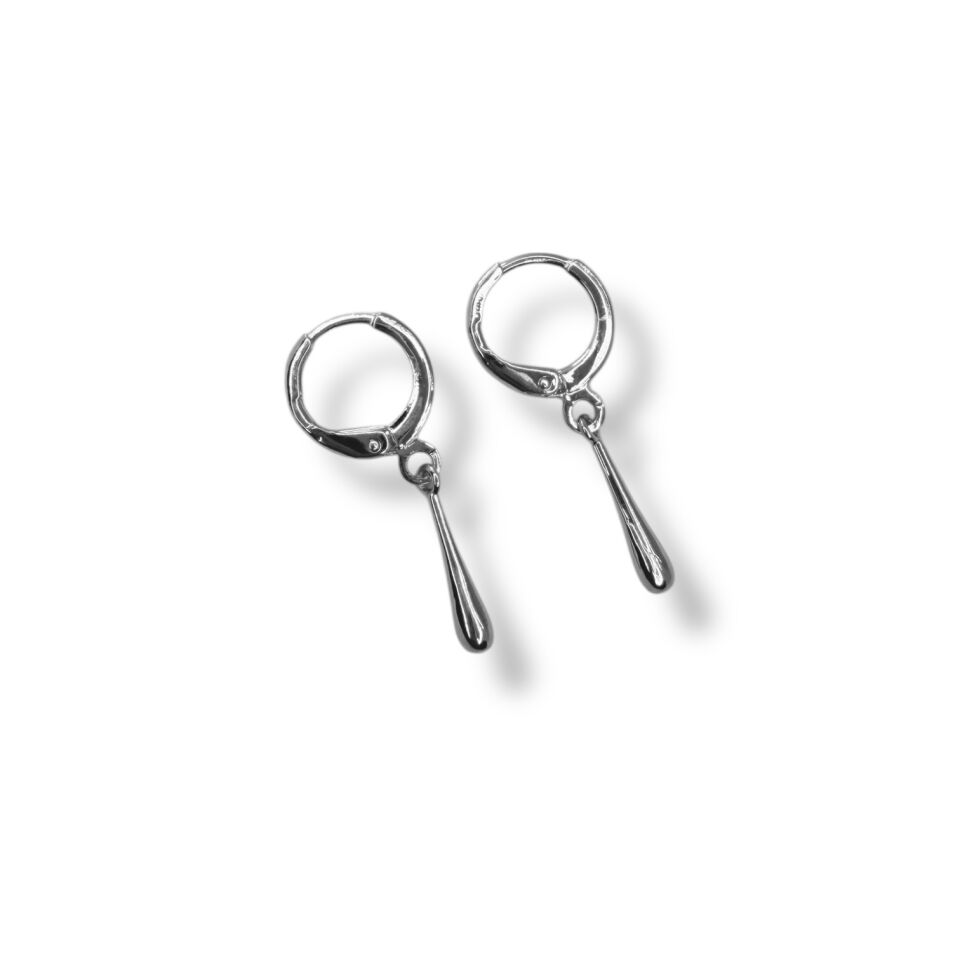 Minimalist Su Damlası Figürlü Sallantılı Halka Küpe - Gold ve Gümüş Renk Seçenekli Zarif Küpe (silver)