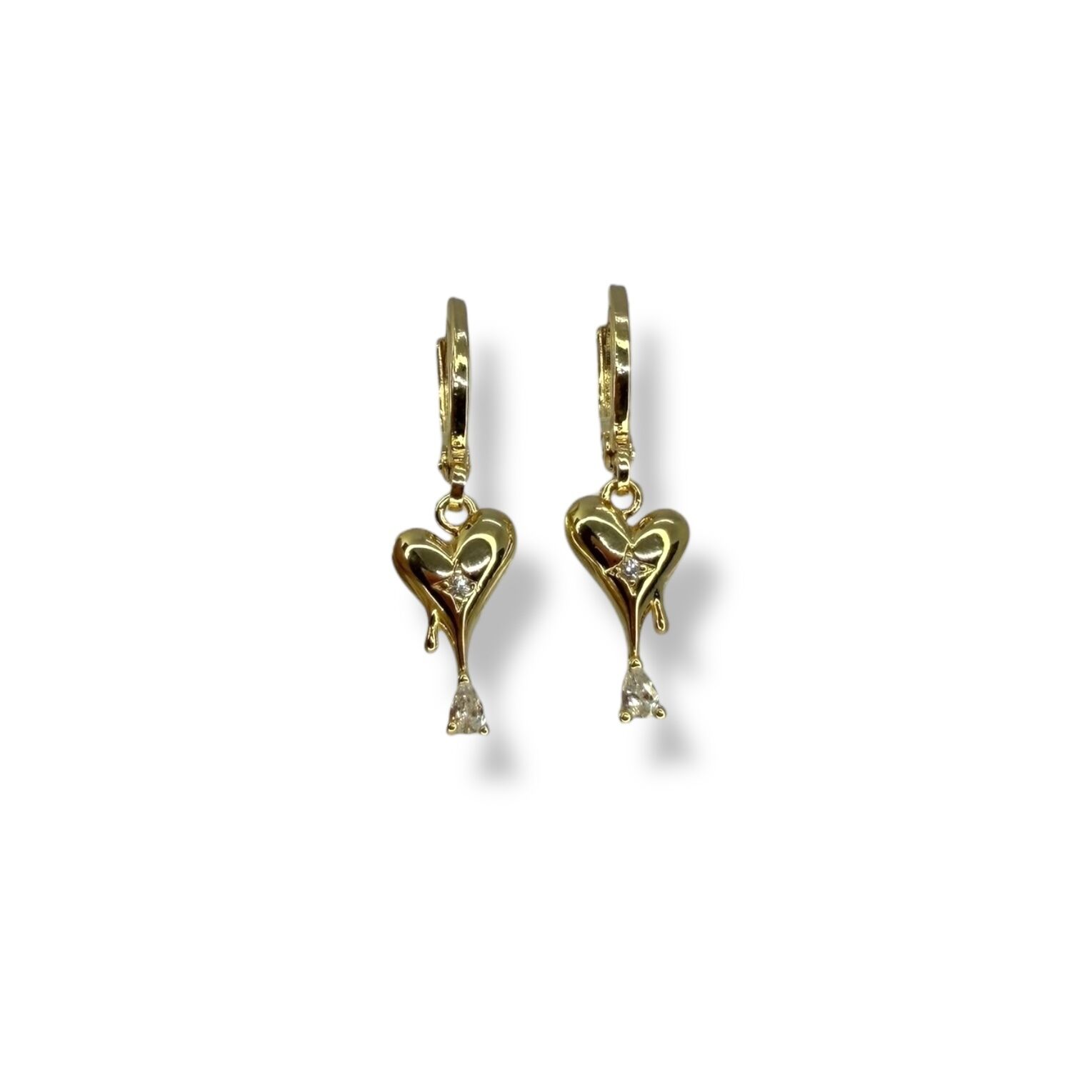 Melting Heart (Eriyen Kalp) Model Taşlı Küpe | Modern ve Romantik Tasarım(gold)