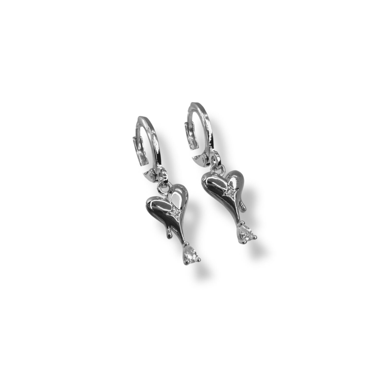 Melting Heart (Eriyen Kalp) Model Taşlı Küpe | Modern ve Romantik Tasarım(silver)