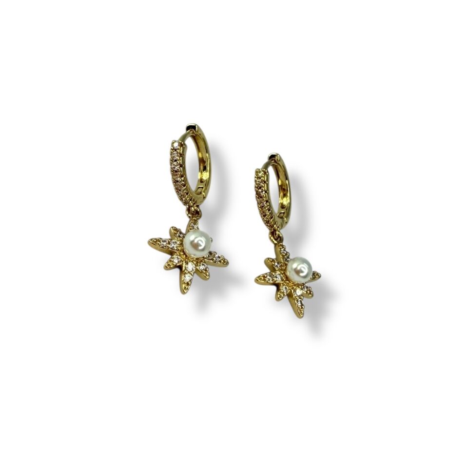 Kutup Yıldızı İncili Küpe | North Star Celestial Tasarım (Yol Gösterici Sembol)(gold)