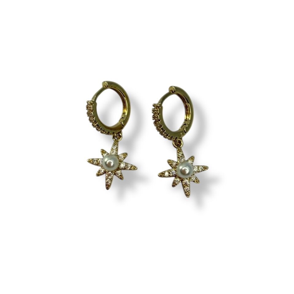 Kutup Yıldızı İncili Küpe | North Star Celestial Tasarım (Yol Gösterici Sembol)(gold)