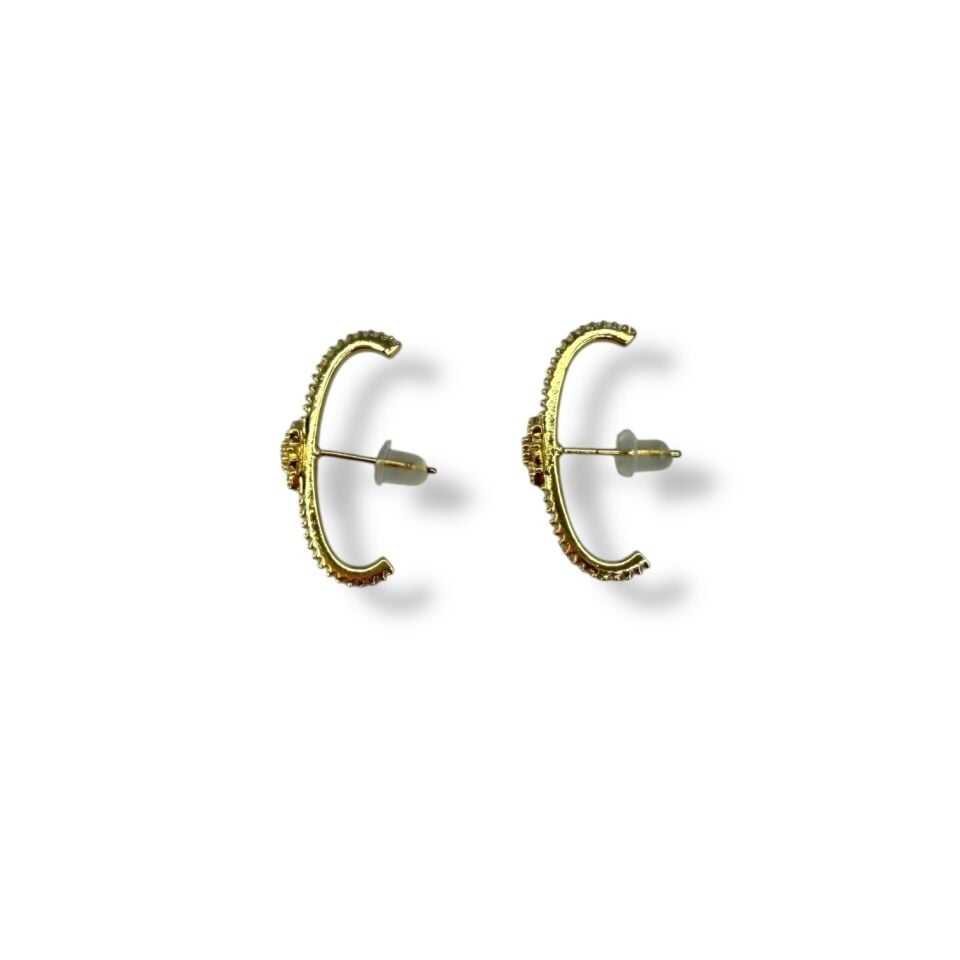 Yıldız Figürlü Zirkon Taşlı Ear Climber Küpe - Kulağı Saran Modern Tasarım (Gold)