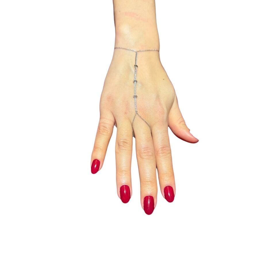 Minimalist Zincir Şahmeran - Su Yolu Görünümlü Zarif El Takısı (Gold ve Gümüş Seçenekli)(SILVER)