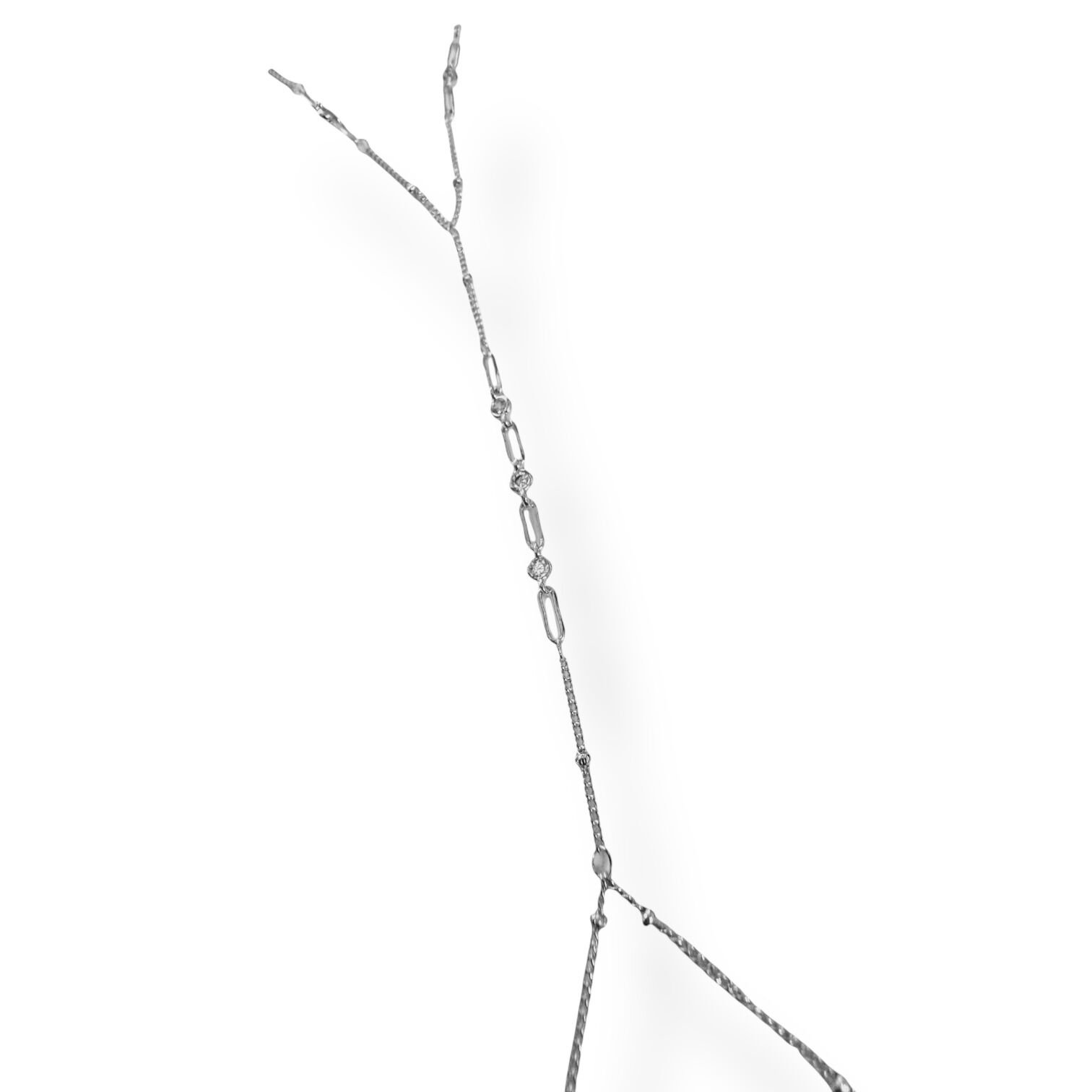 Işıltılı Taş Detaylı Bakla Zincir Şahmeran - Gold ve Gümüş Seçenekli El Takısı(SILVER)