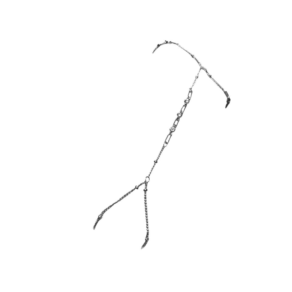 Işıltılı Taş Detaylı Bakla Zincir Şahmeran - Gold ve Gümüş Seçenekli El Takısı(SILVER)