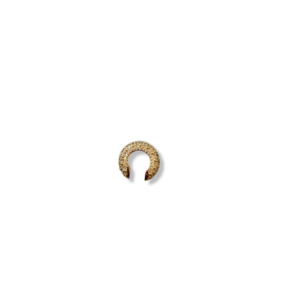 Tamamı Mikro Taşlı Bombeli Kıkırdak Küpe - Deliksiz Lüks Ear Cuff (Gold ve Gümüş Seçenekli)(GOLD)